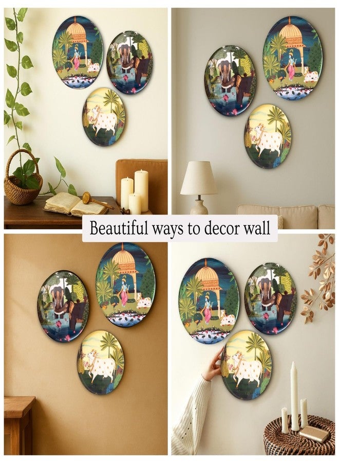 RITUALISTIC Dwarika Pichwai Wall Sculpture for Home decoration | Wall painting for living room | Metal Wall Décor | Gift items for unisex | Wall art | Wall showpiece | Home Décor Gift Items | Set of 3 - Image 4